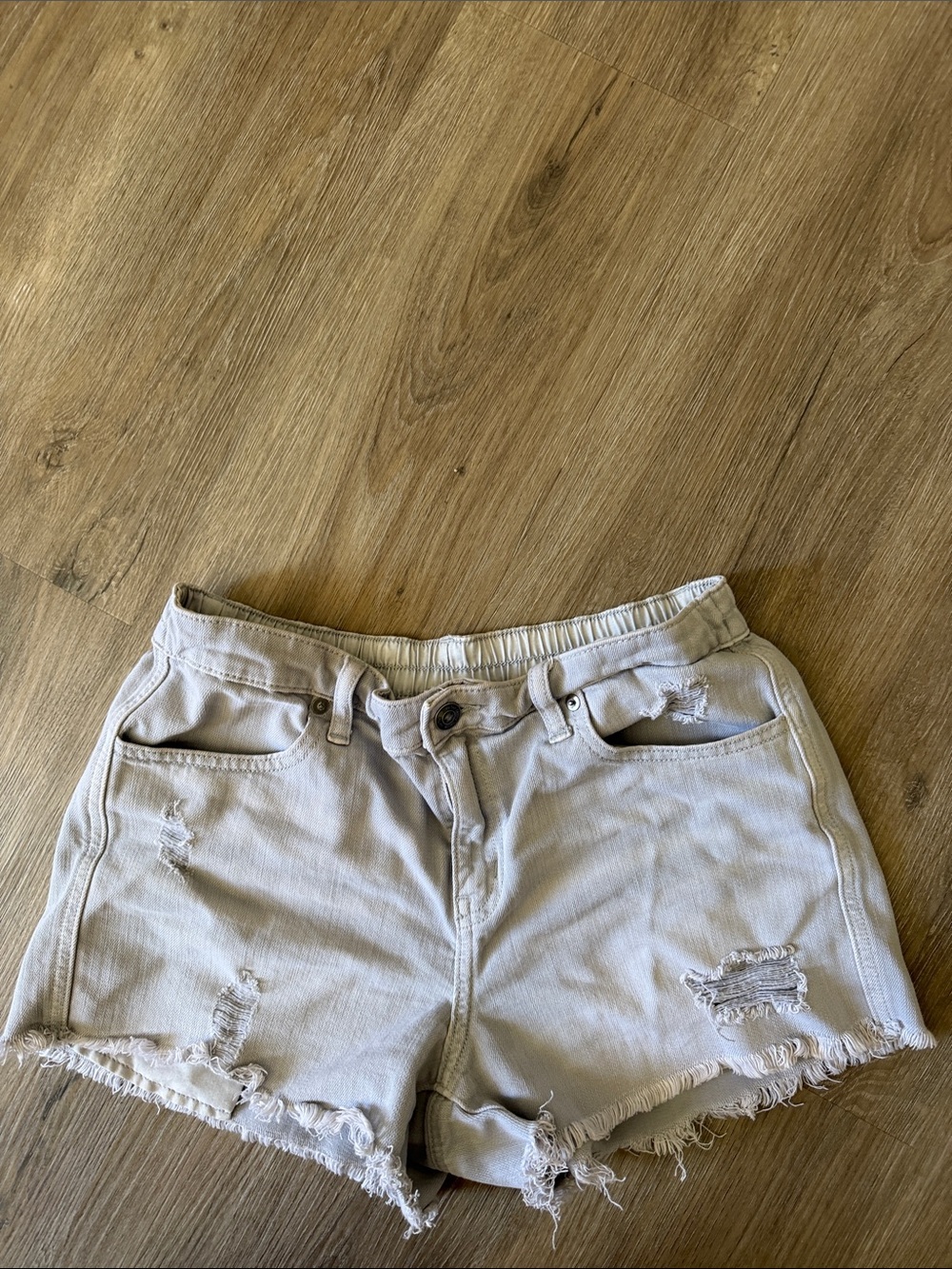aerie Light grey Distressed Denim Shorts